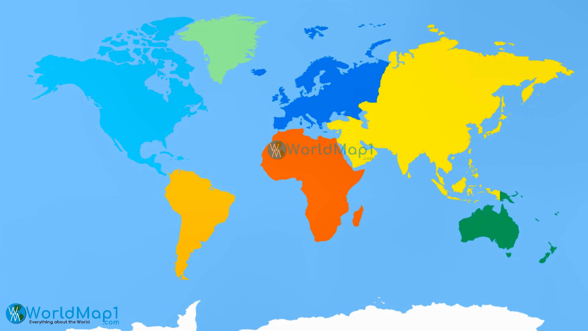 World Continents Colorful Map